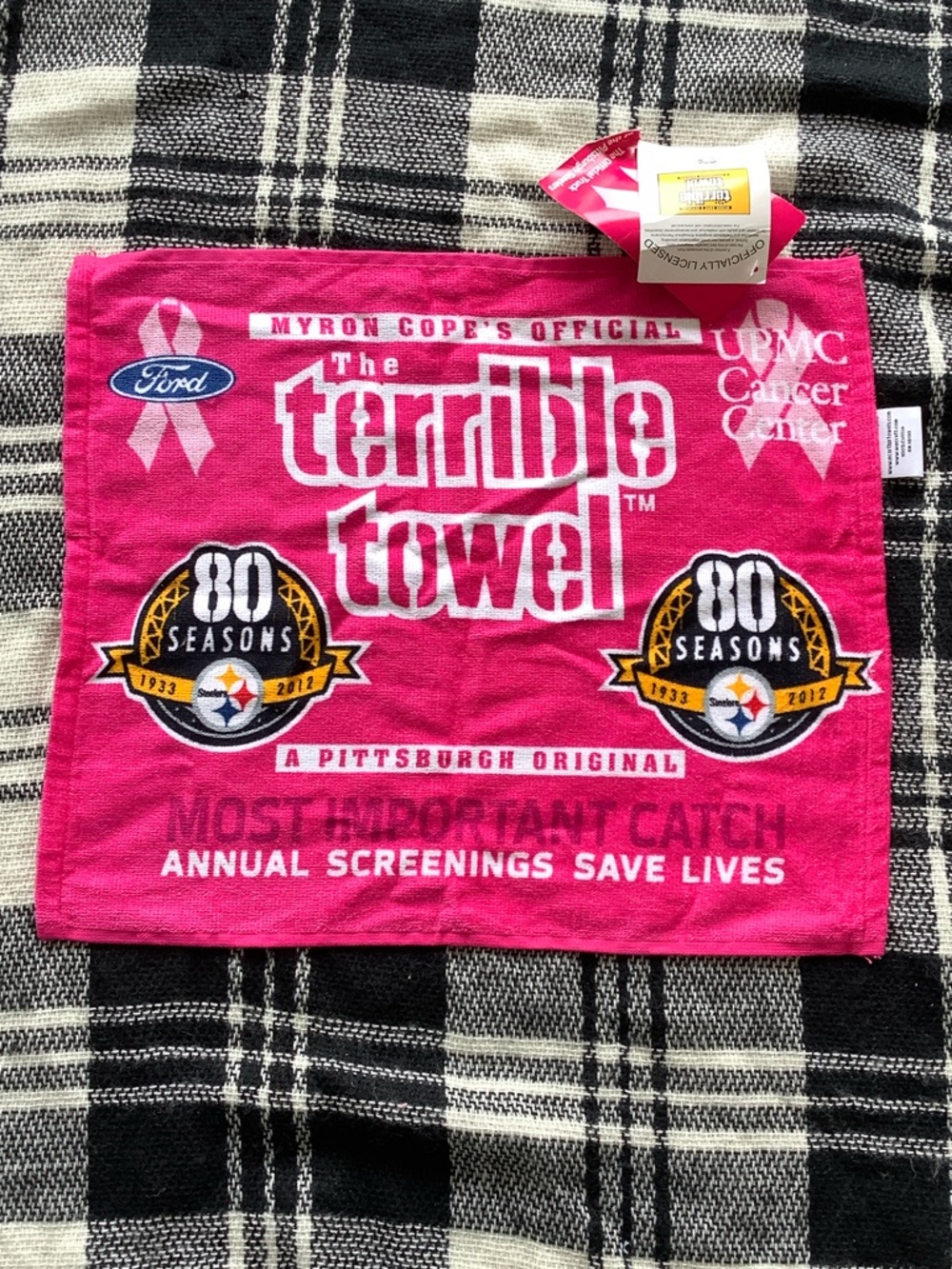 Terrible Towel Dark Pink Most Important Catch Steelers Towel